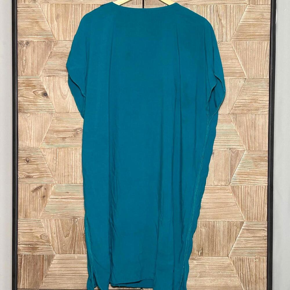 Womens Teal Tunic Dress Embroidered Neckline Size Medium Bohochic - Picture 5 of 5